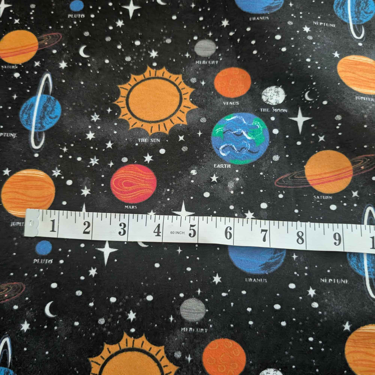 Solar System Cotton FLANNEL – Space Planets on Black