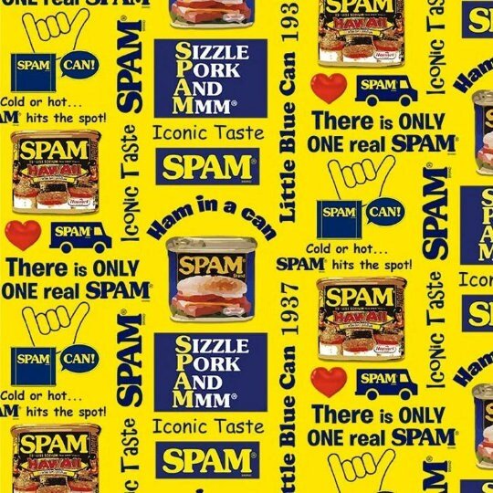 Spam Pop Art Yellow, Michael Miller Novelty Cotton Fabric, DDC8933
