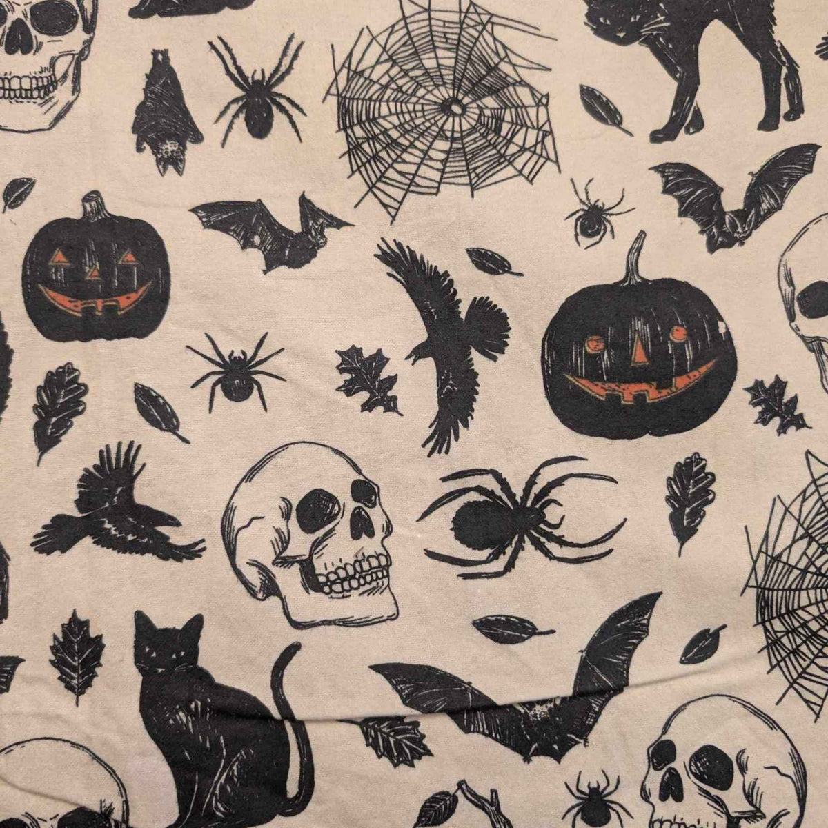 Spooky Halloween Cotton Flannel – Skulls, Spiders, Bats & Pumpkins