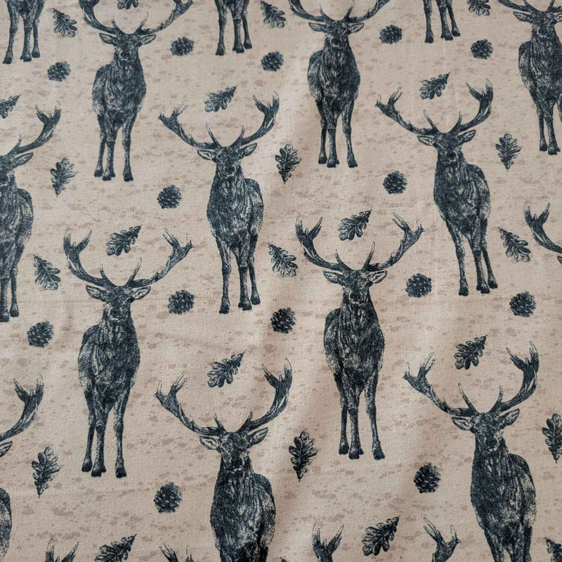 Stag Deer Cotton FLANNEL | Rustic Woodland | Soft Brushed Oeko - Tex