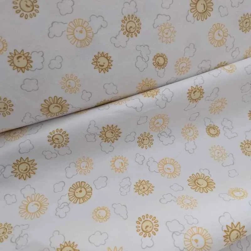 Sun FLANNEL on White, Over the Moon Cozy Cotton Flannel