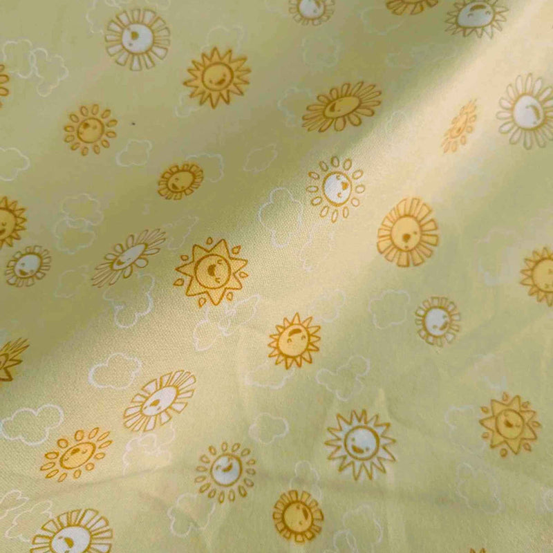 Sun FLANNEL on Yellow, Over the Moon Cozy Cotton Flannel