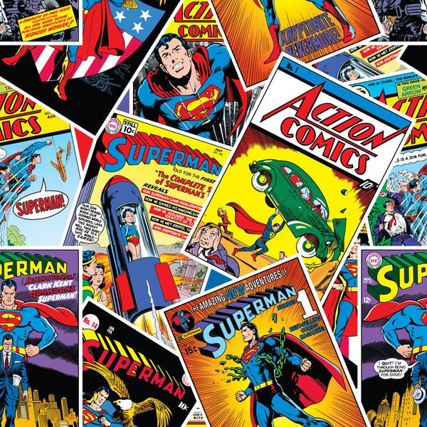 Superman Comic Cover Poster Stack – Fabric Design Treasures