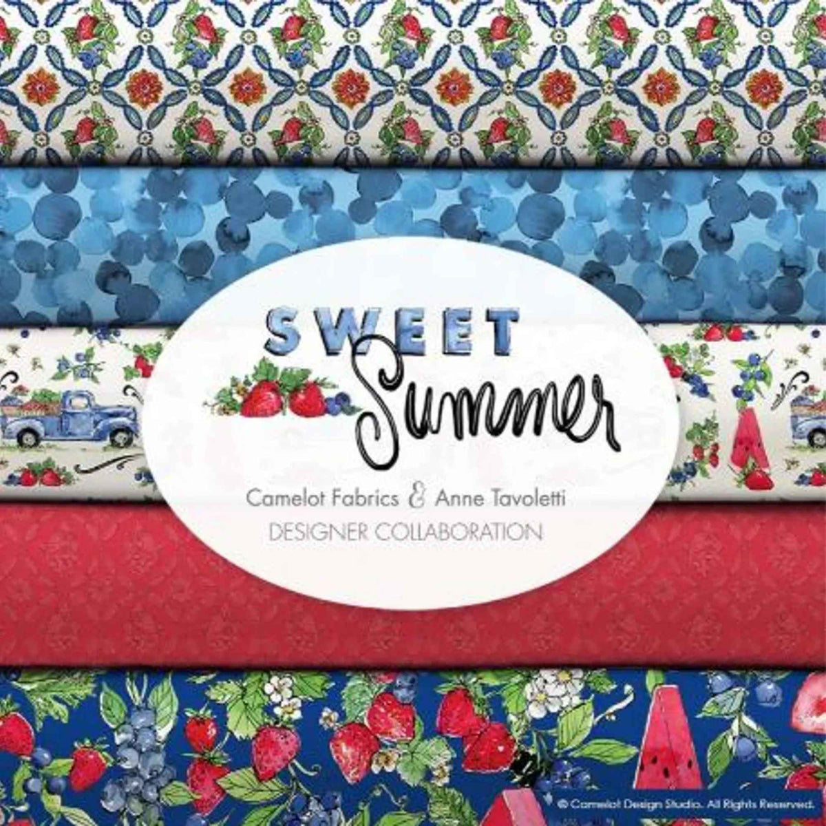 Sweet Summer Fabric Bundle – 9 Watermelon & Strawberry Prints by Anne Tavoletti