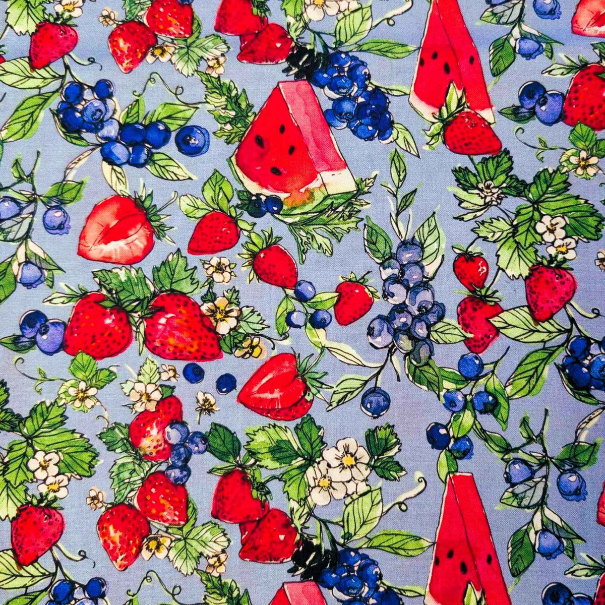 Sweet Summer Fabric Bundle – 9 Watermelon & Strawberry Prints by Anne Tavoletti