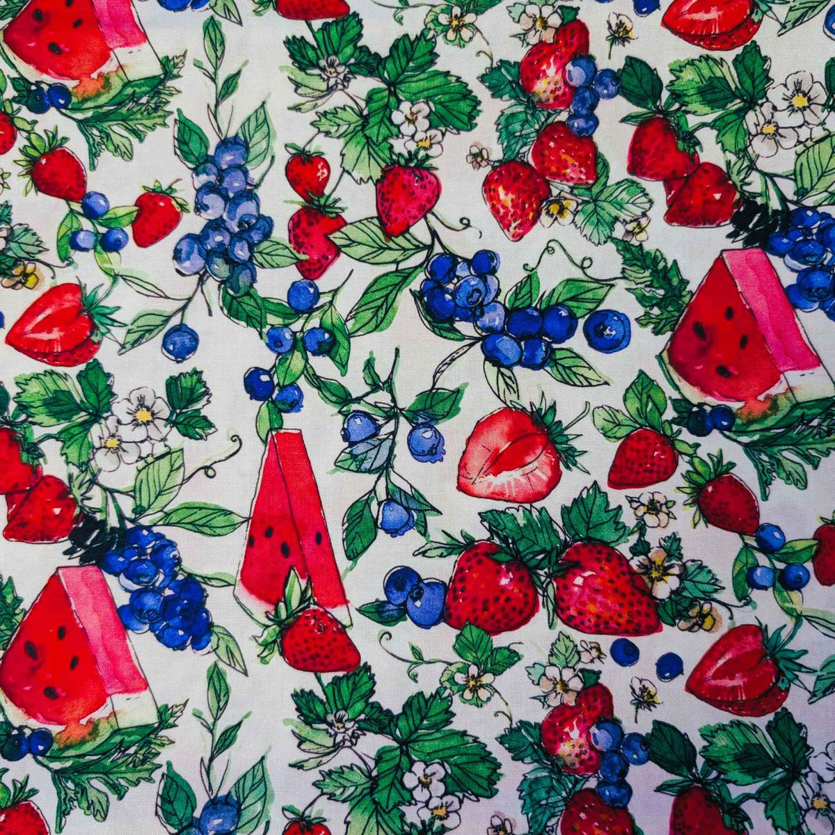 Sweet Summer Fabric Bundle – 9 Watermelon & Strawberry Prints by Anne Tavoletti