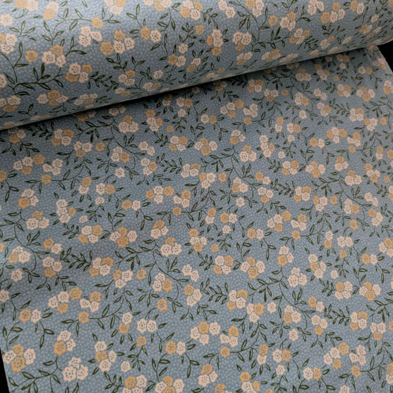 Teal Floral Cotton FLANNEL – Soft Brushed, OEKO - TEX Certified