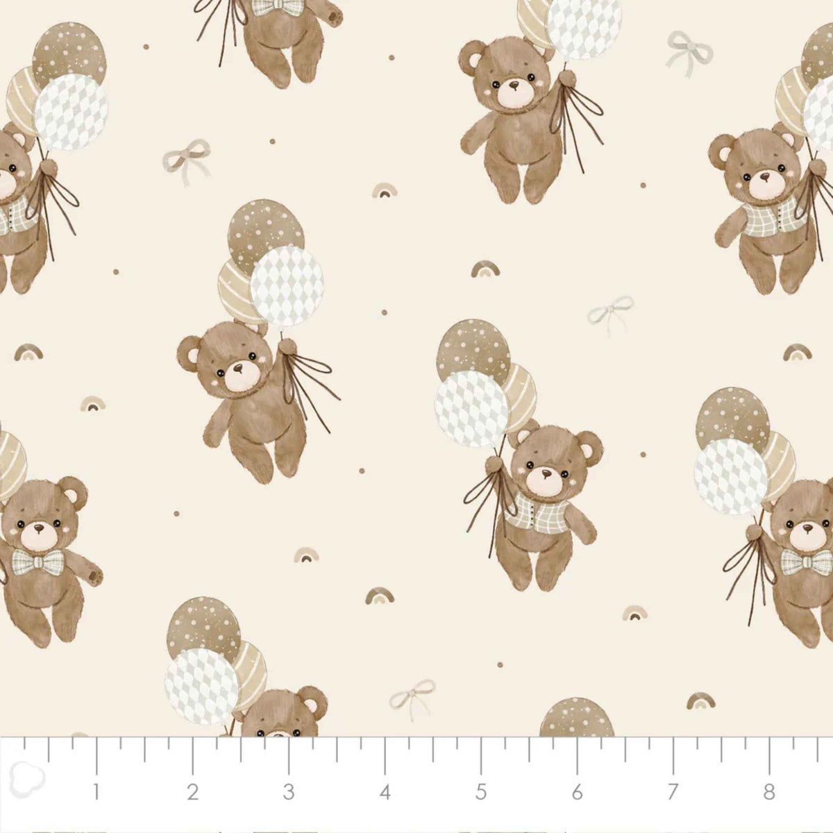 Teddy Bear's Adventures Cream Cotton Flannel – Balloons & Bears