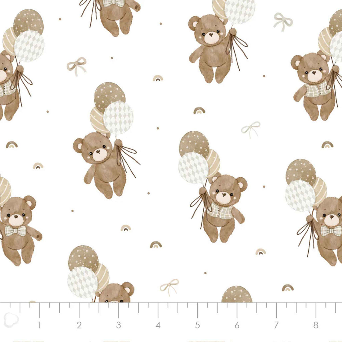 Teddy Bear's Adventures White Cotton Flannel – Baby Bears & Balloons