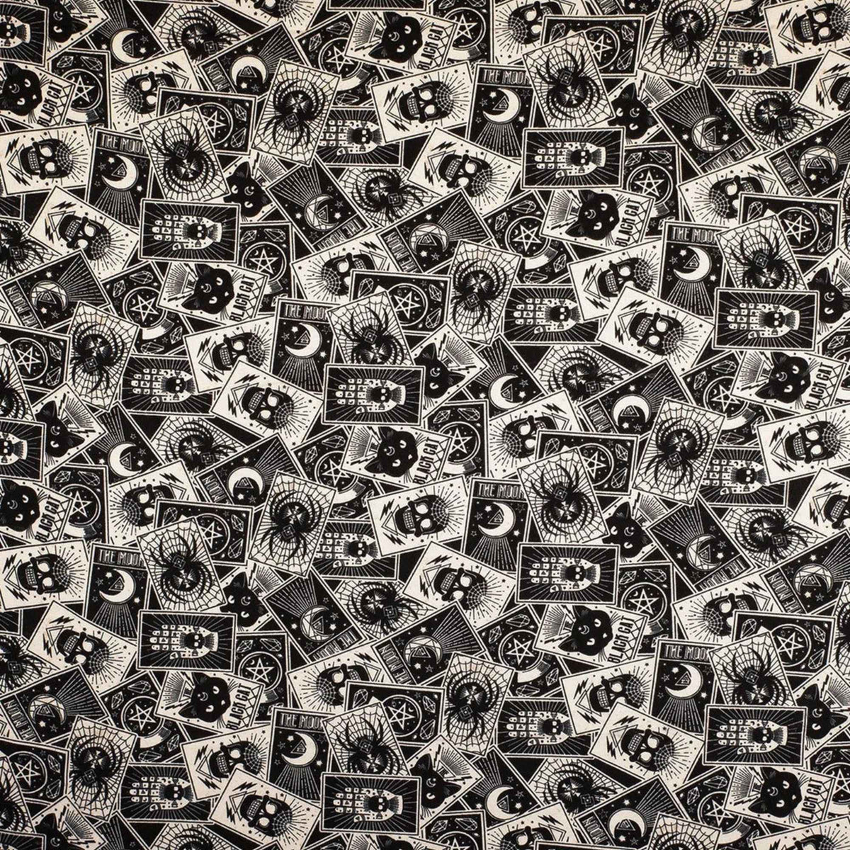 Tossed Black Magic Cards, Fabric, 100% Cotton, FLANNEL