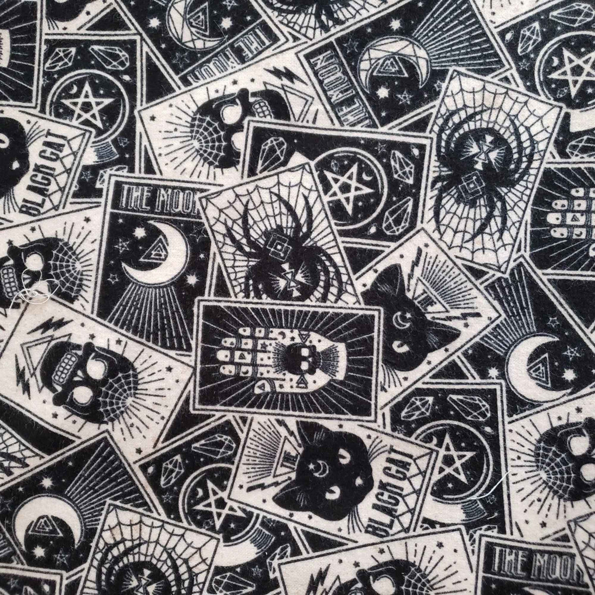 Tossed Black Magic Cards, Fabric, 100% Cotton, FLANNEL
