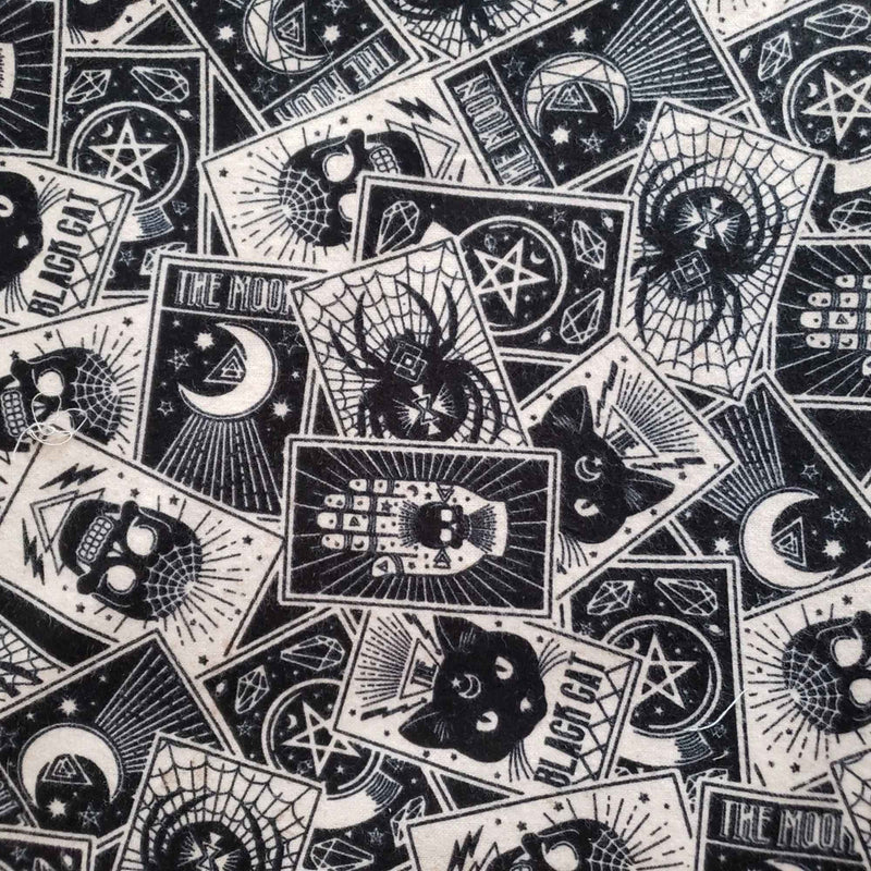 Tossed Black Magic Cards, Fabric, 100% Cotton, FLANNEL