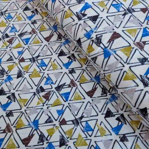 Triangles Denim Jersey Print – Soft & Organic Fabric