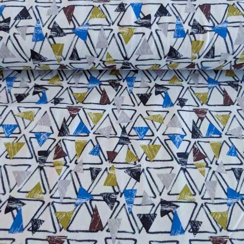 Triangles Denim Jersey Print – Soft & Organic Fabric