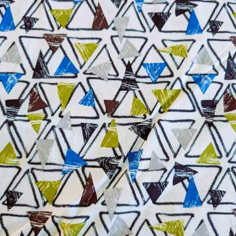 Triangles Denim Jersey Print – Soft & Organic Fabric