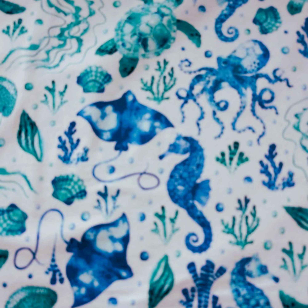 Under the Sea Cotton FLANNEL| Sea Turtles, Seahorses & Ocean Creatures