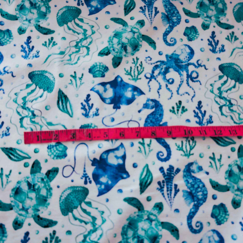 Under the Sea Cotton FLANNEL| Sea Turtles, Seahorses & Ocean Creatures