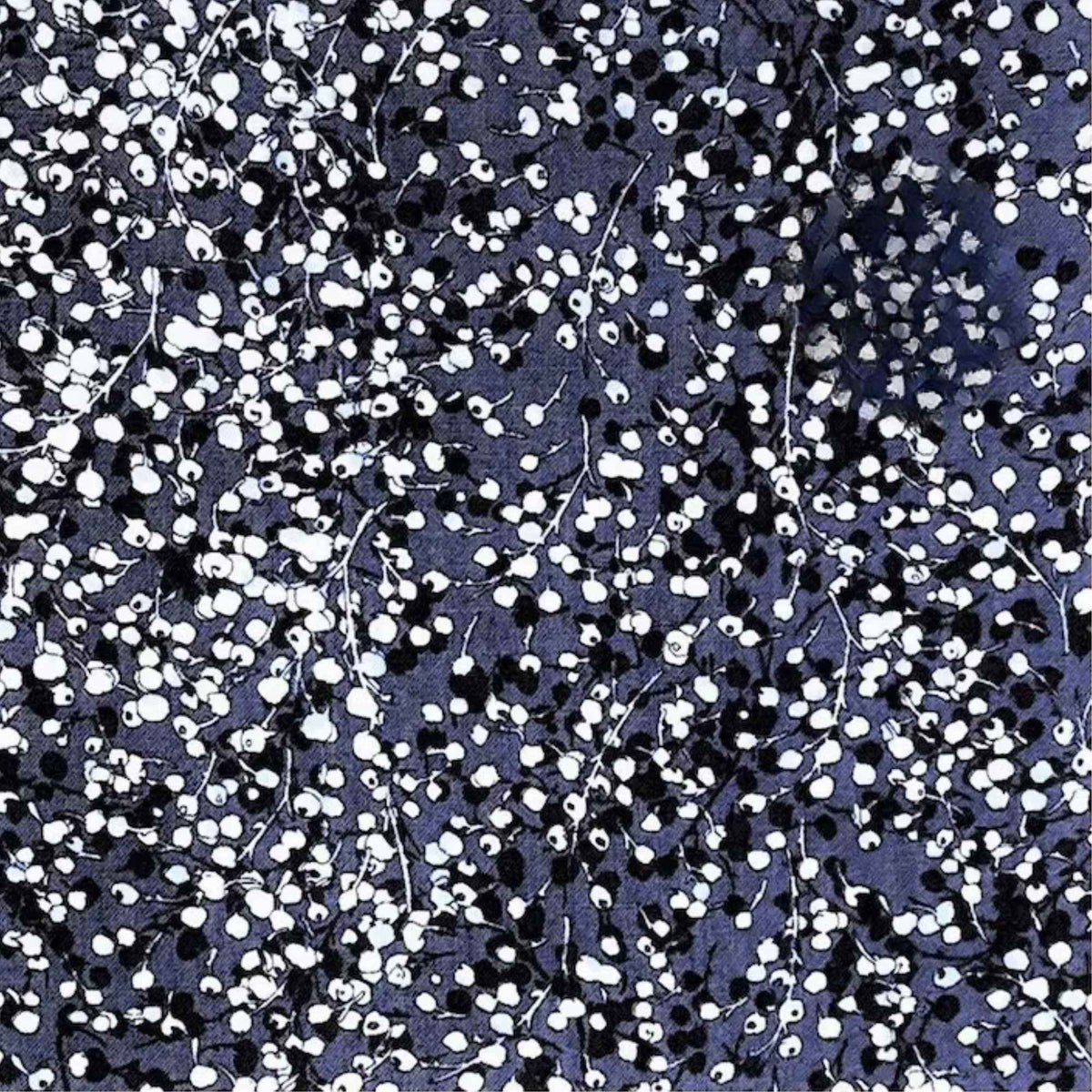 White Berry Floral on Blue