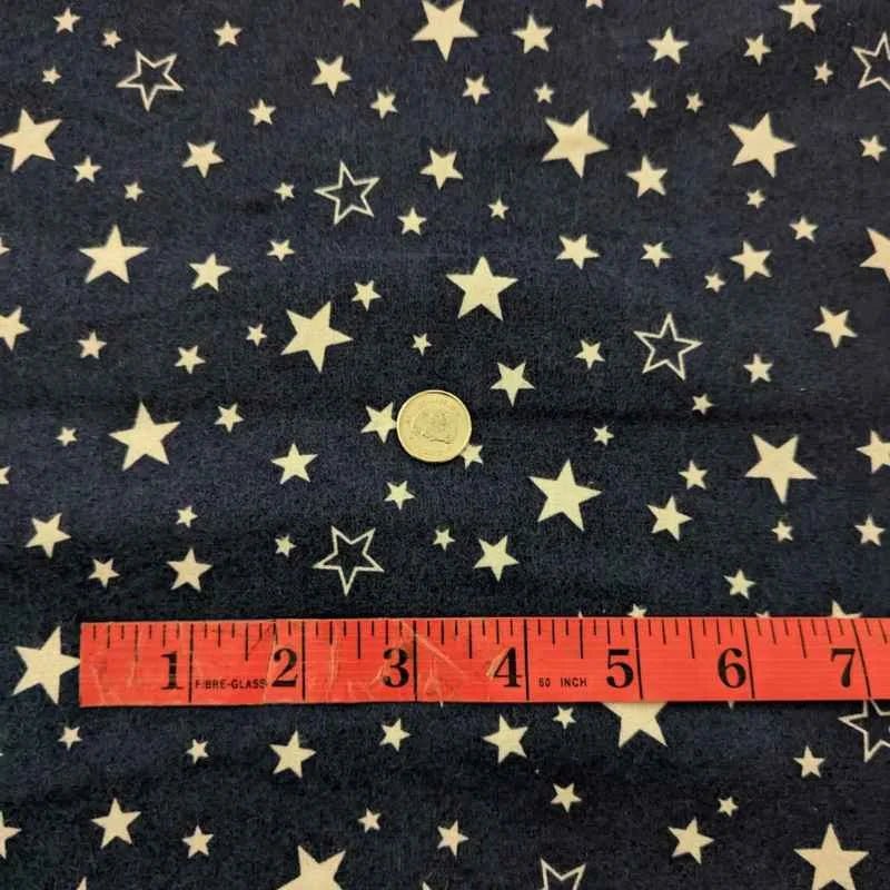 White Stars on Navy FLANNEL, Cozy Cotton Flannel