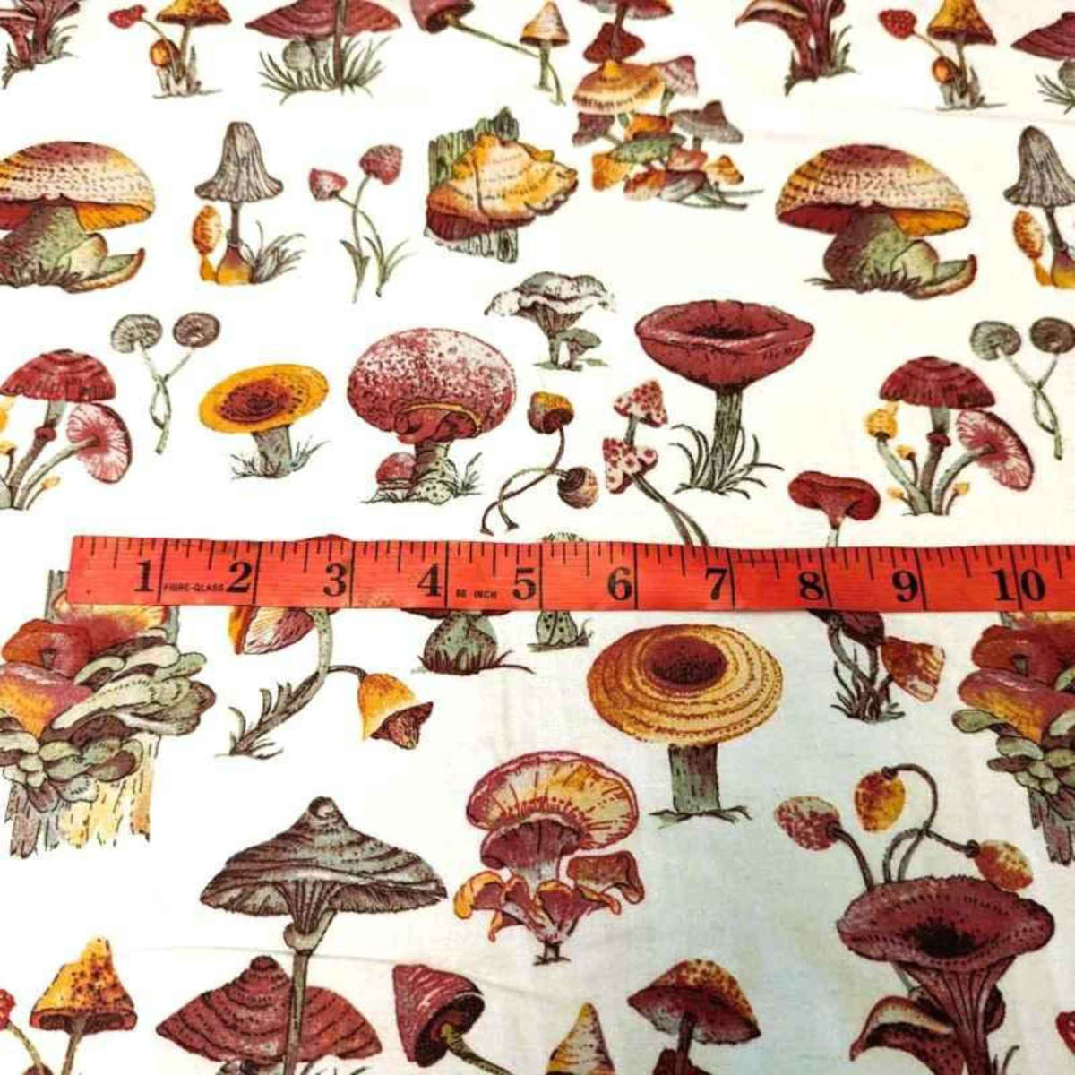 Wild Mushroom Cotton FLANNEL | Cream Background | Soft Brushed Oeko - Tex