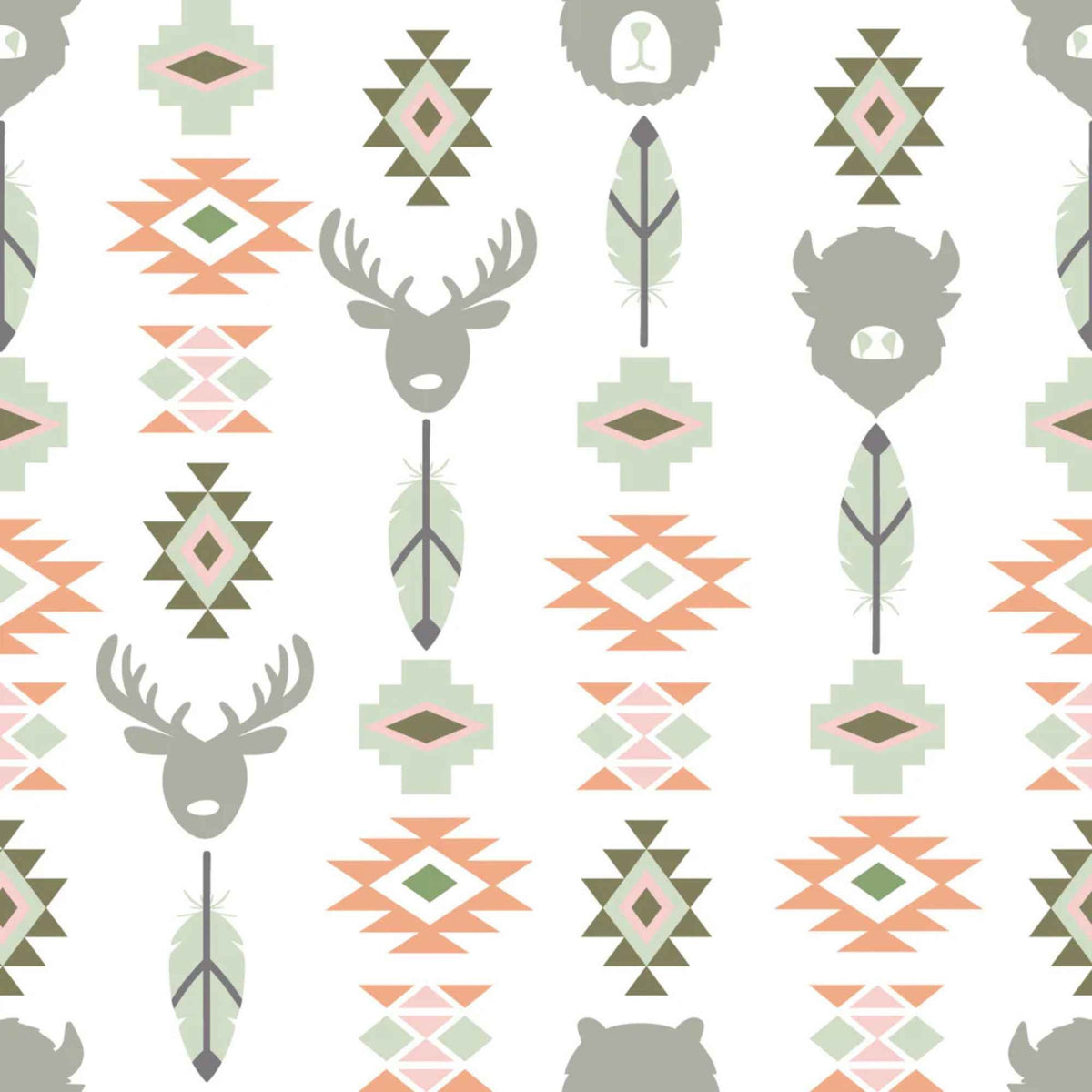 Wildlife Totem Cream Cotton Flannel Fabric by Camelot – Tribal Animal Print