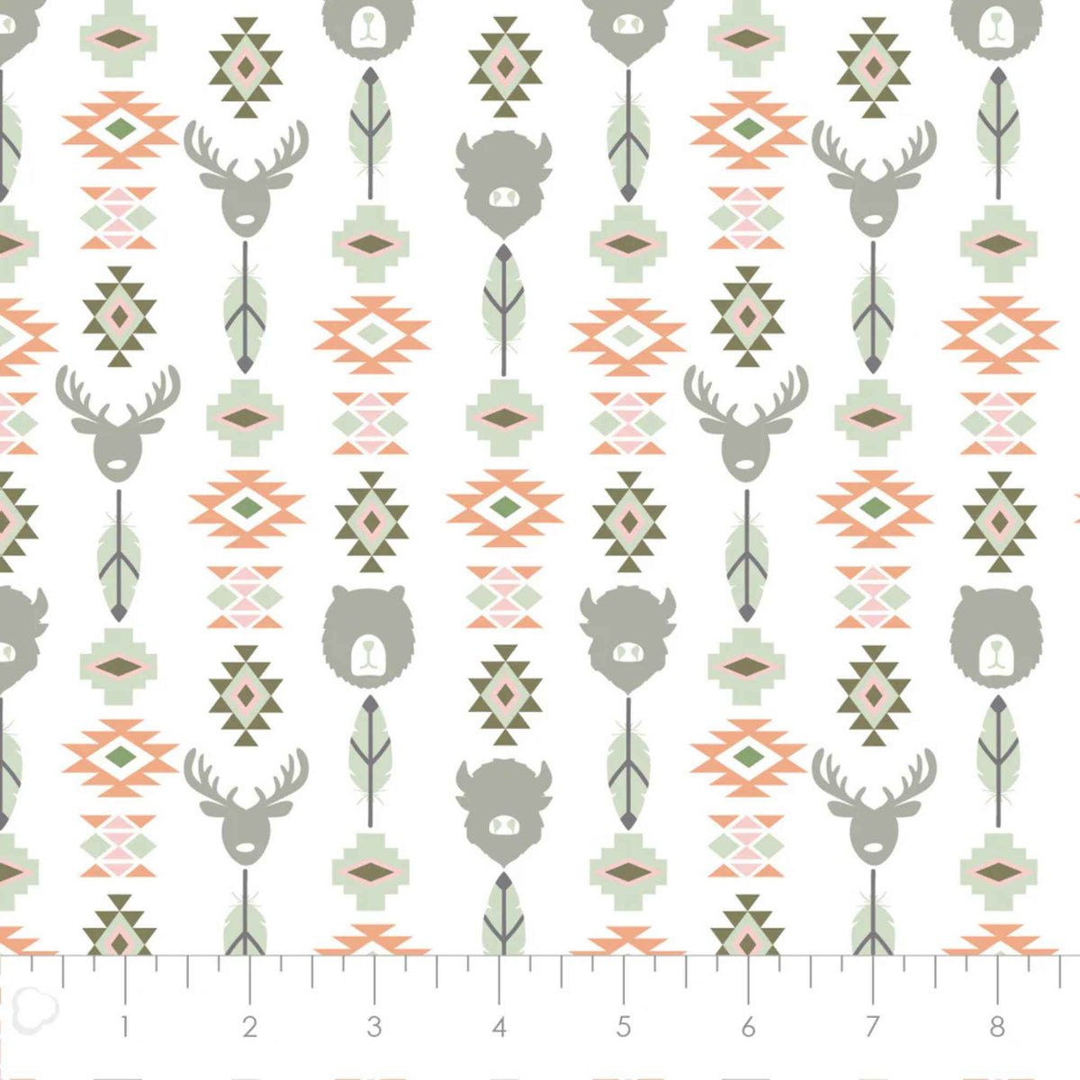 Wildlife Totem Cream Cotton Flannel Fabric by Camelot – Tribal Animal Print