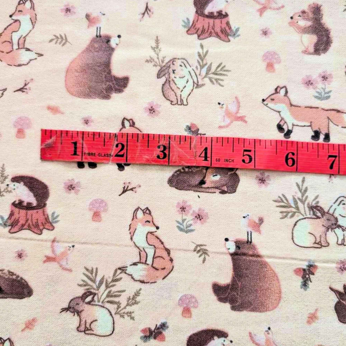 Woodland Animals Cotton Flannel – Forest Fox, Bear, Deer & Bunny