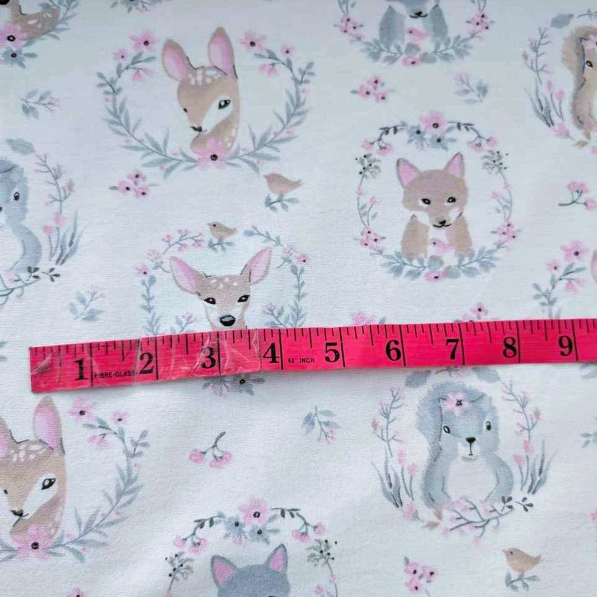 Woodland Baby Animals Cotton Flannel – Fawns, Squirrels & Florals on White