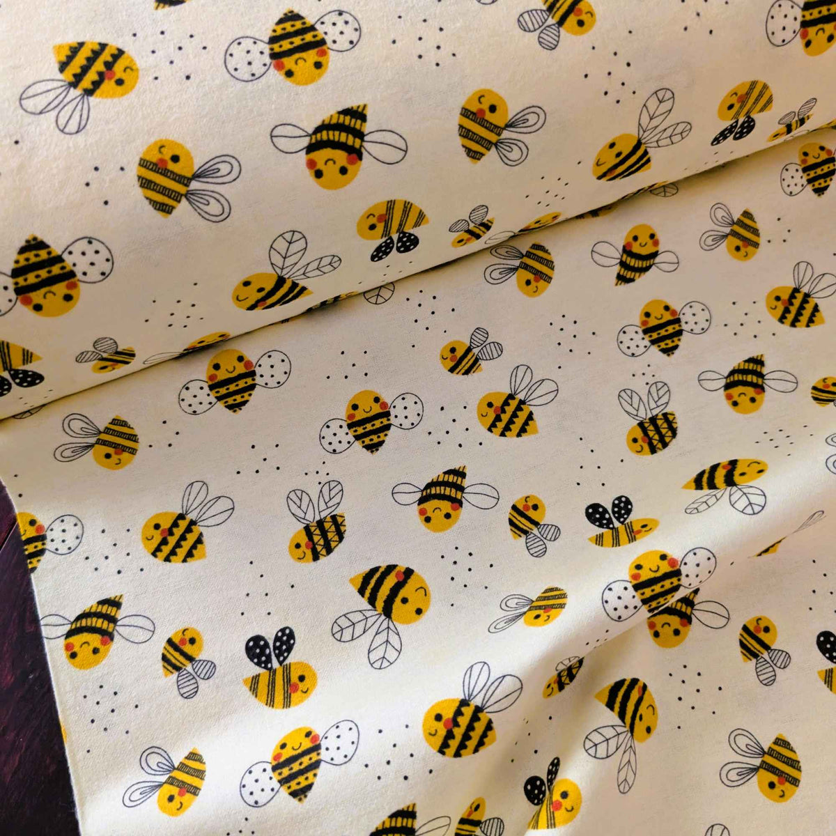 Yellow Bee Cotton FLANNEL | Soft Brushed Quilting & Sewing Fabric