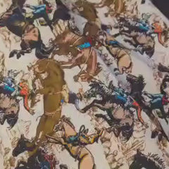 Cowboy Fabric, Rodeo Cowboy fabric on Cream