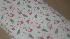 Santa Claus and Christmas Tree on White FLANNEL