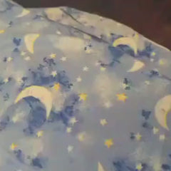 Moon, Stars, Constellation FLANNEL on light blue flannel fabric