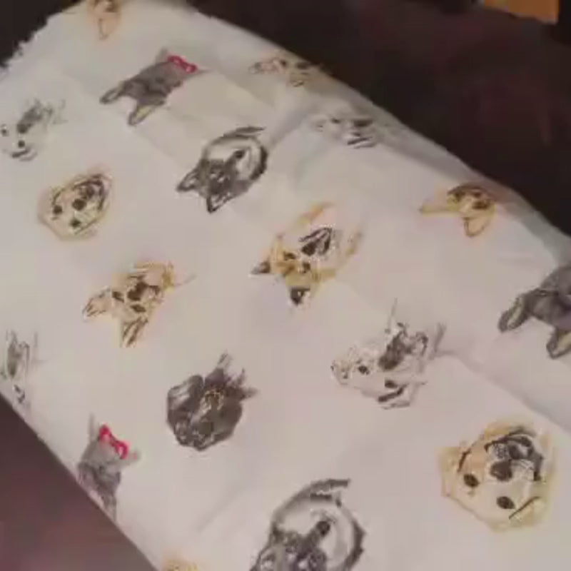Dog FLANNEL fabric on Cream