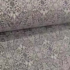 Damask FLANNEL fabric in Charcoal Black and White - Fabric Design Treasures