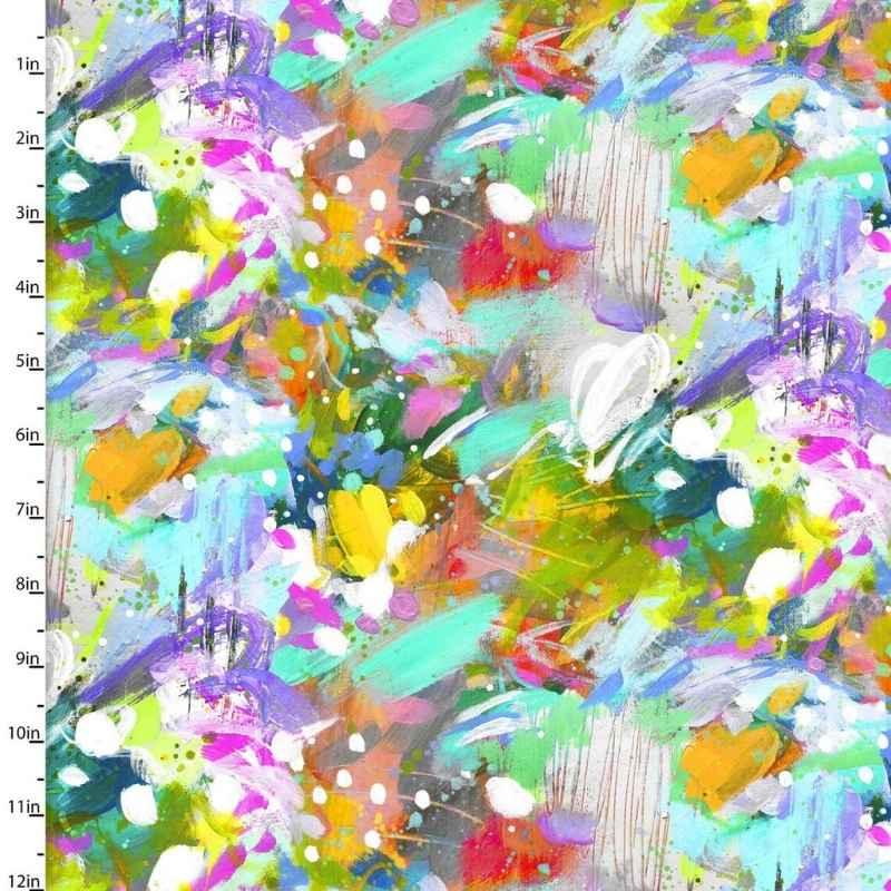 Abstract Floral Fabric in Watercolor, Joy Blooms Collection