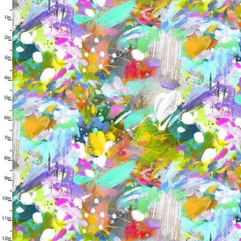 Abstract Floral Fabric in Watercolor, Joy Blooms Collection - Fabric Design Treasures