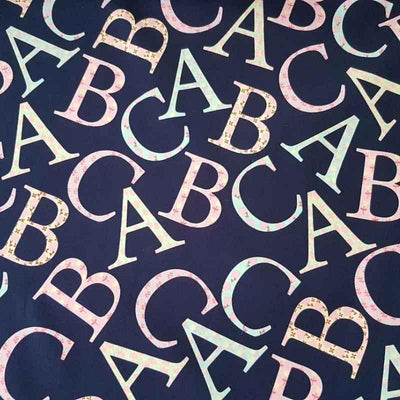 Alphabet Fabric, Oh Baby, Michael Miller 6158 Navy - Fabric Design Treasures
