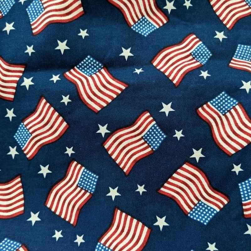 American Flag Fabric, Stars and Stripes Navy Blue Red Stars