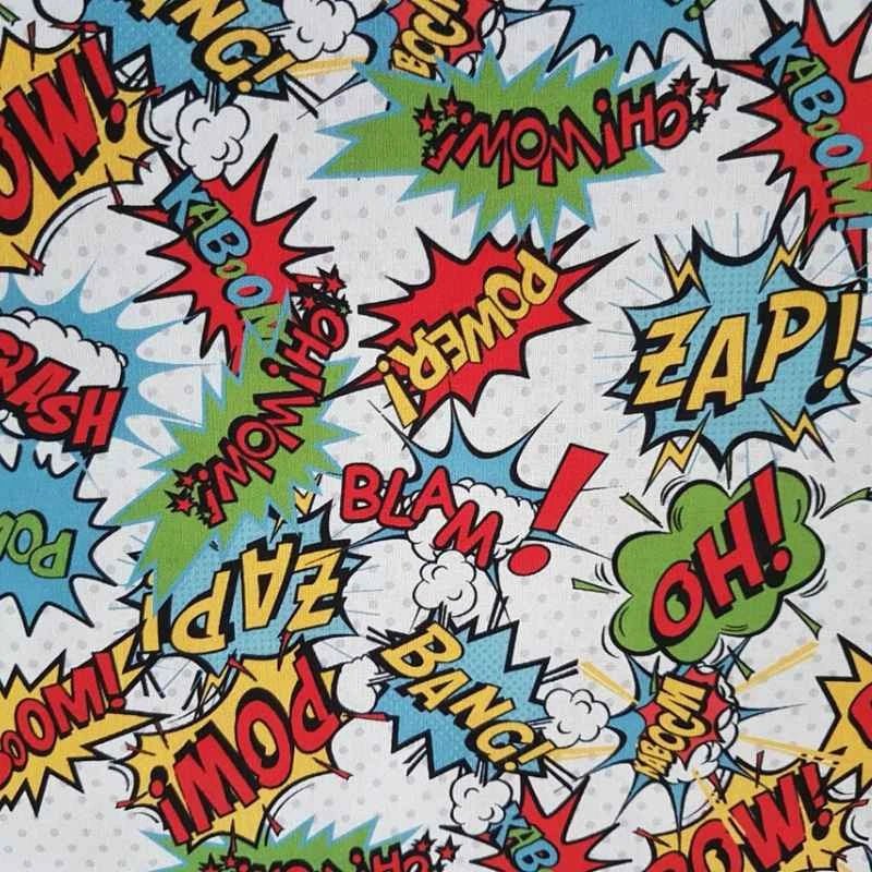 Aminated Comic Text Fabric, Bang, Boom Crash OH! Pow!