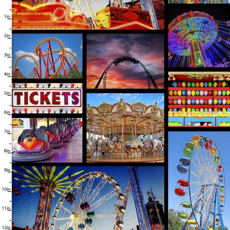 Amusement Park Photo Collage, Amazement Park Digital Print