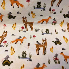 Animal Woodland FLANNEL on cream background | Fabric Design Treasures