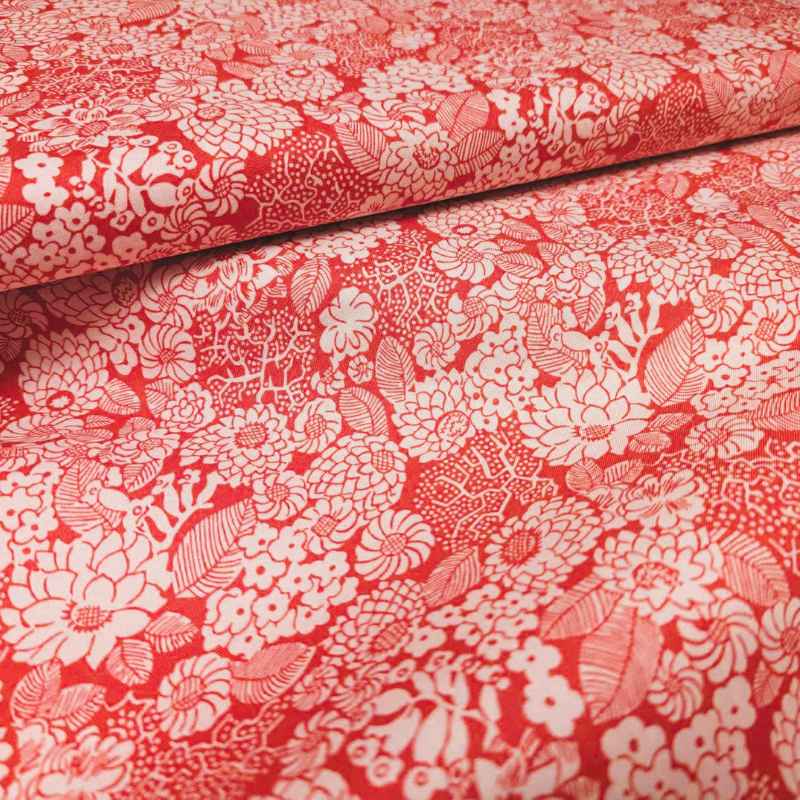 Arthurs Garden, Red Dahlia designed by Liberty Fabrics | Fabric Design Treasures