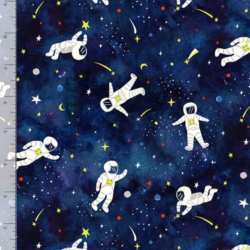 Astronauts Floating In Space - Fabric Design Treasures