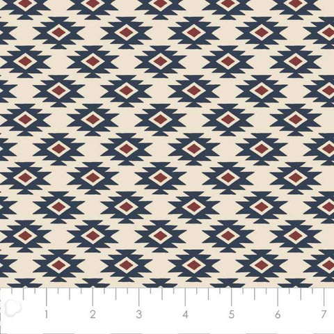 Image of Aztec inspired Geo Stamped FLANNEL on Cream - Fabric Design Treasures
