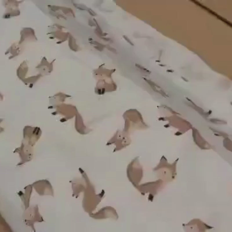 Fox FLANNEL on Cream flannel fabric - Fabric Design Treasures