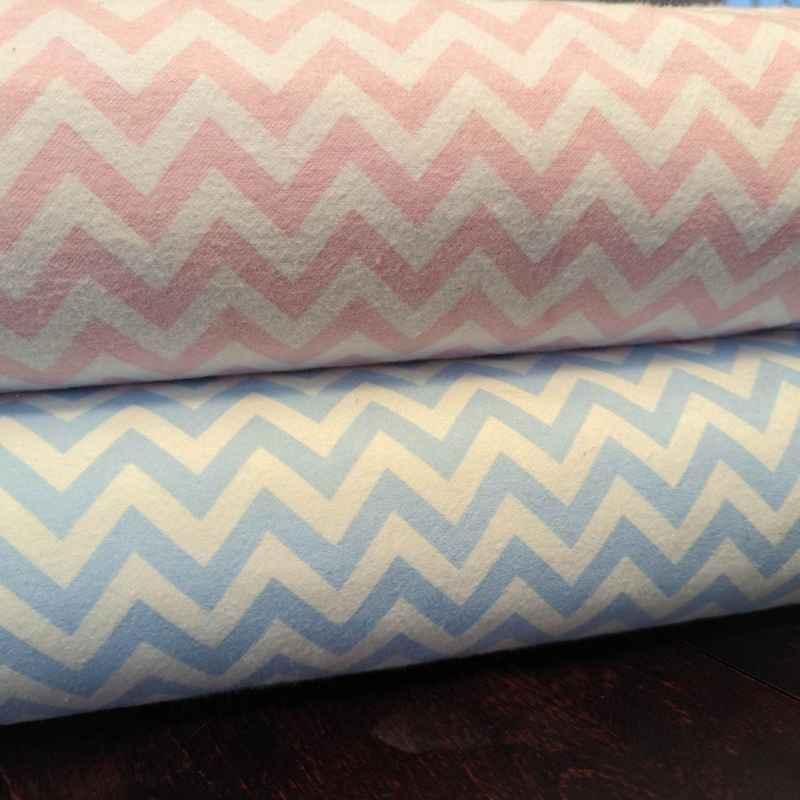 Baby Kisses Chevron in Blue and White Wide Back FLANNEL