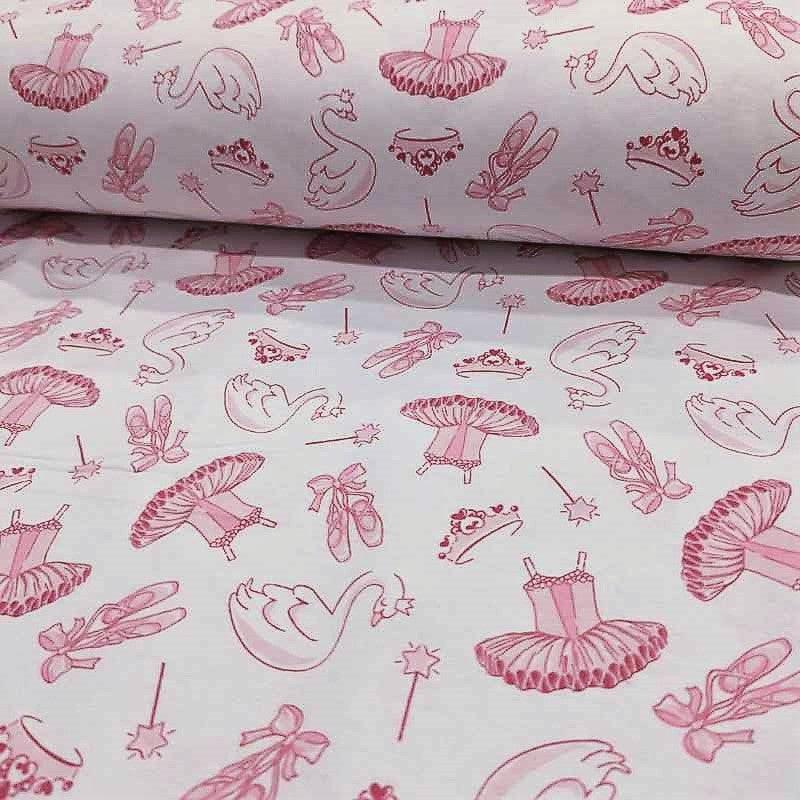 Ballerina FLANNEL on cream, Baby Girl flannel fabric