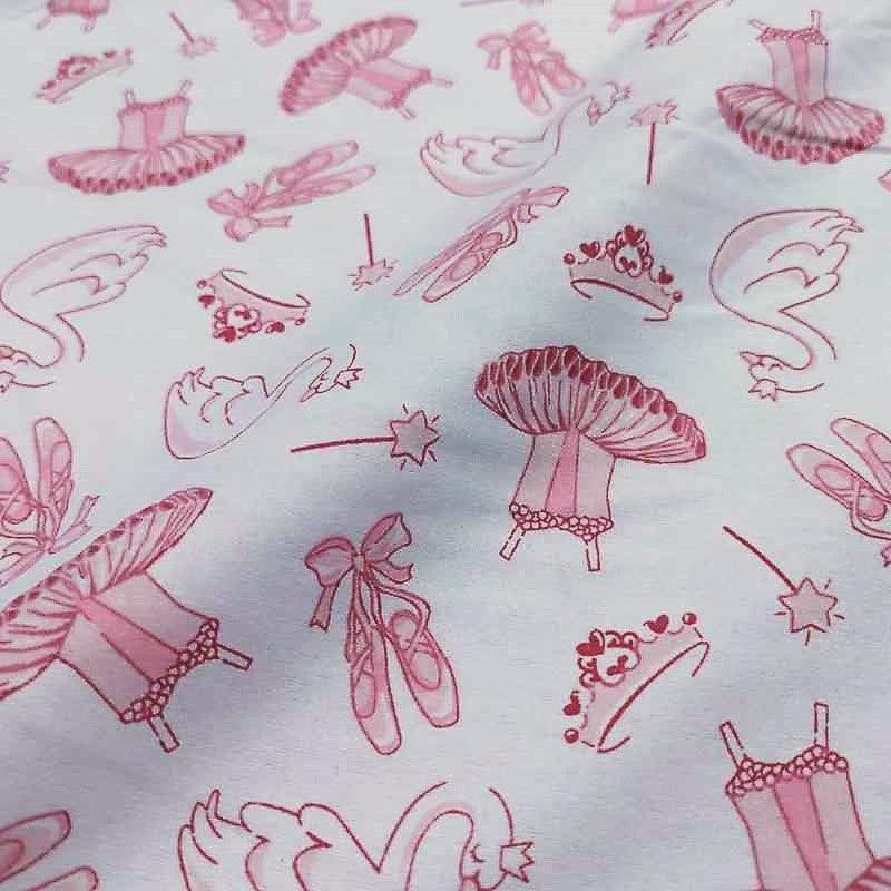 Ballerina FLANNEL on cream, Baby Girl flannel fabric