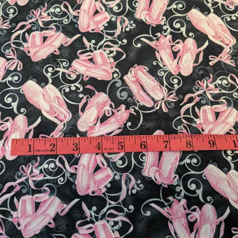 Ballet Slippers Black/Grey - Pink Slippers Cotton Fabric