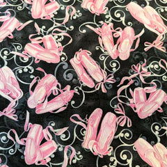 Ballet Slippers Black/Grey - Pink Slippers Cotton Fabric